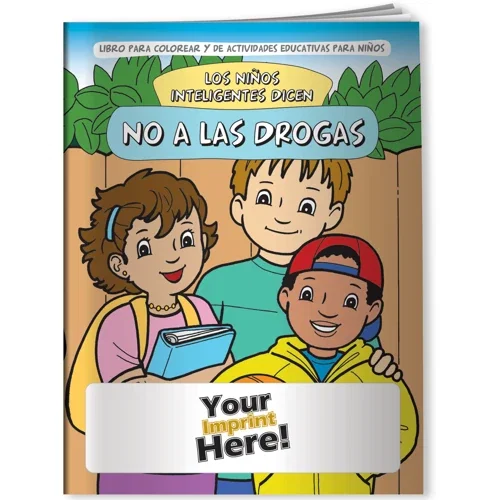 Smart Kids Say NO to Drugs Spanish coloring book interior page with line-art to color