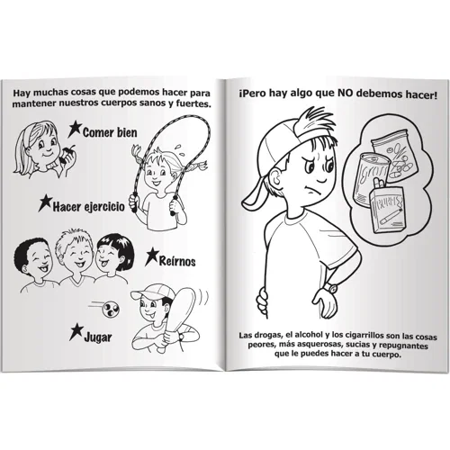 Smart Kids Say NO to Drugs Spanish coloring book and crayons kitted in clear poly bag