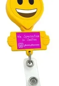 Smiley Hands Retractable Badge Reel (Yellow, White) — view 4