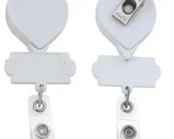 Smiley Hands Retractable Badge Reel (Yellow, White) — view 5