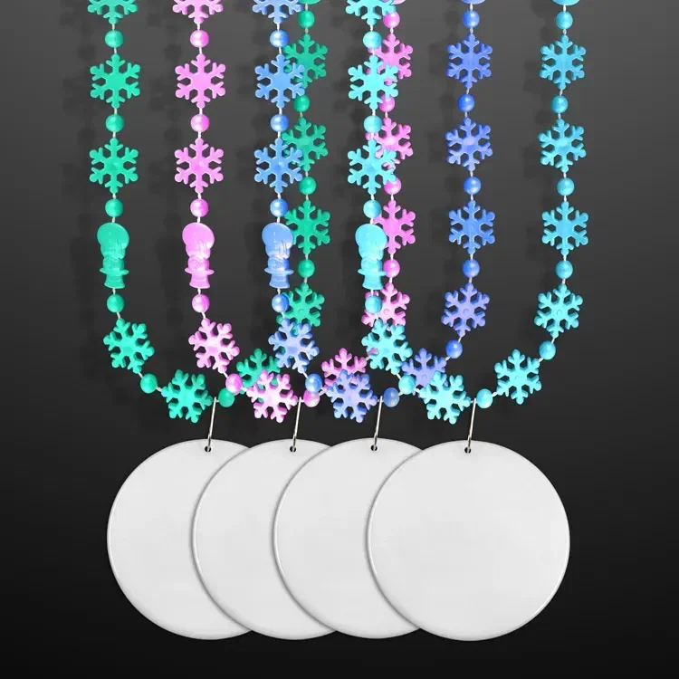 Snowflake Beads, Opalescent Opaque with White Medallion (NON-Light Up) — view 2