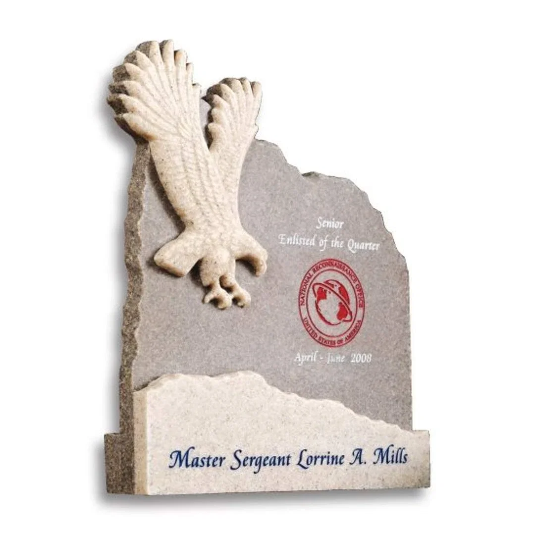 Custom Sandstone Eagle Over Moonstone Mountain Range Award for employee recognition