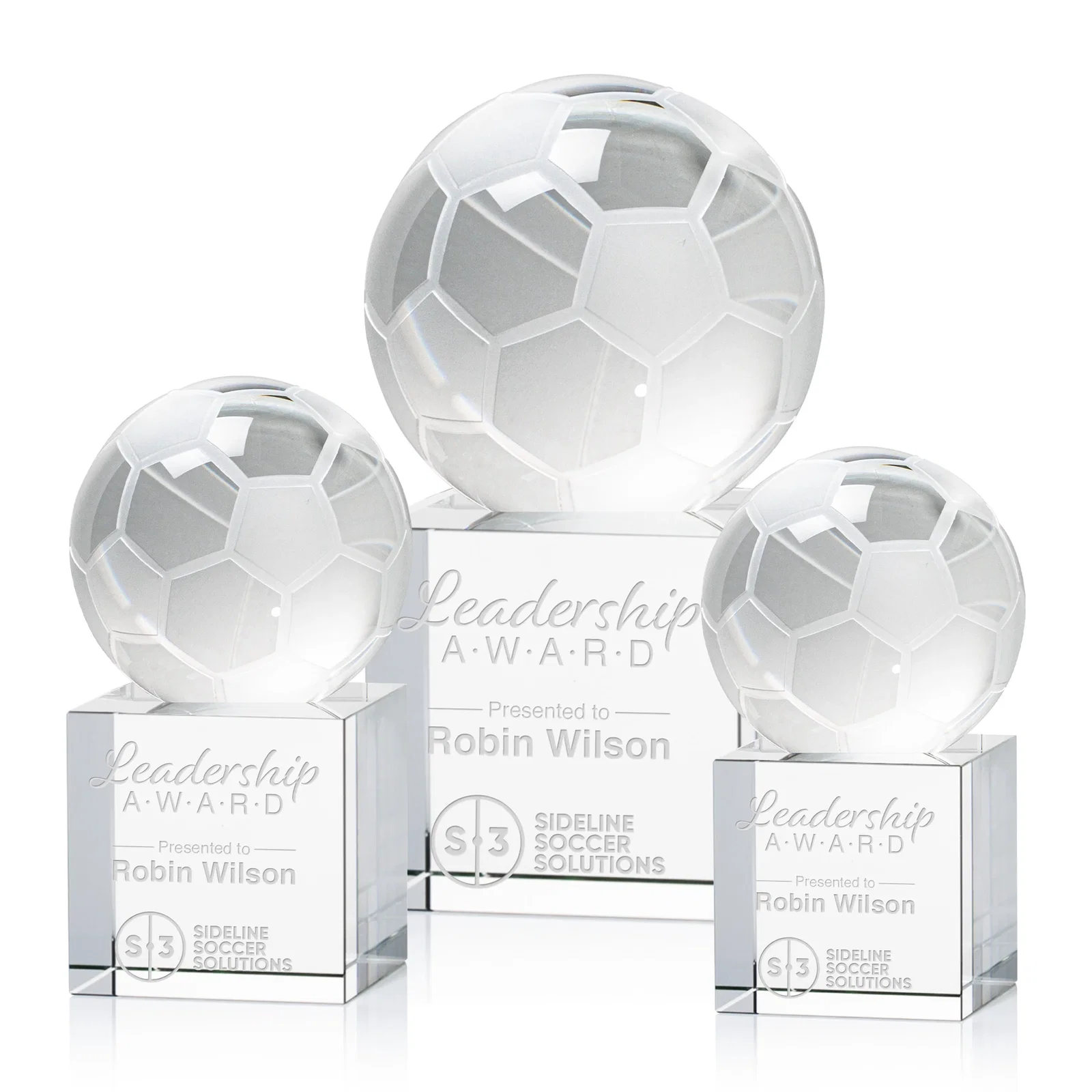 Custom Optical Crystal Soccer Ball Award for employee recognition