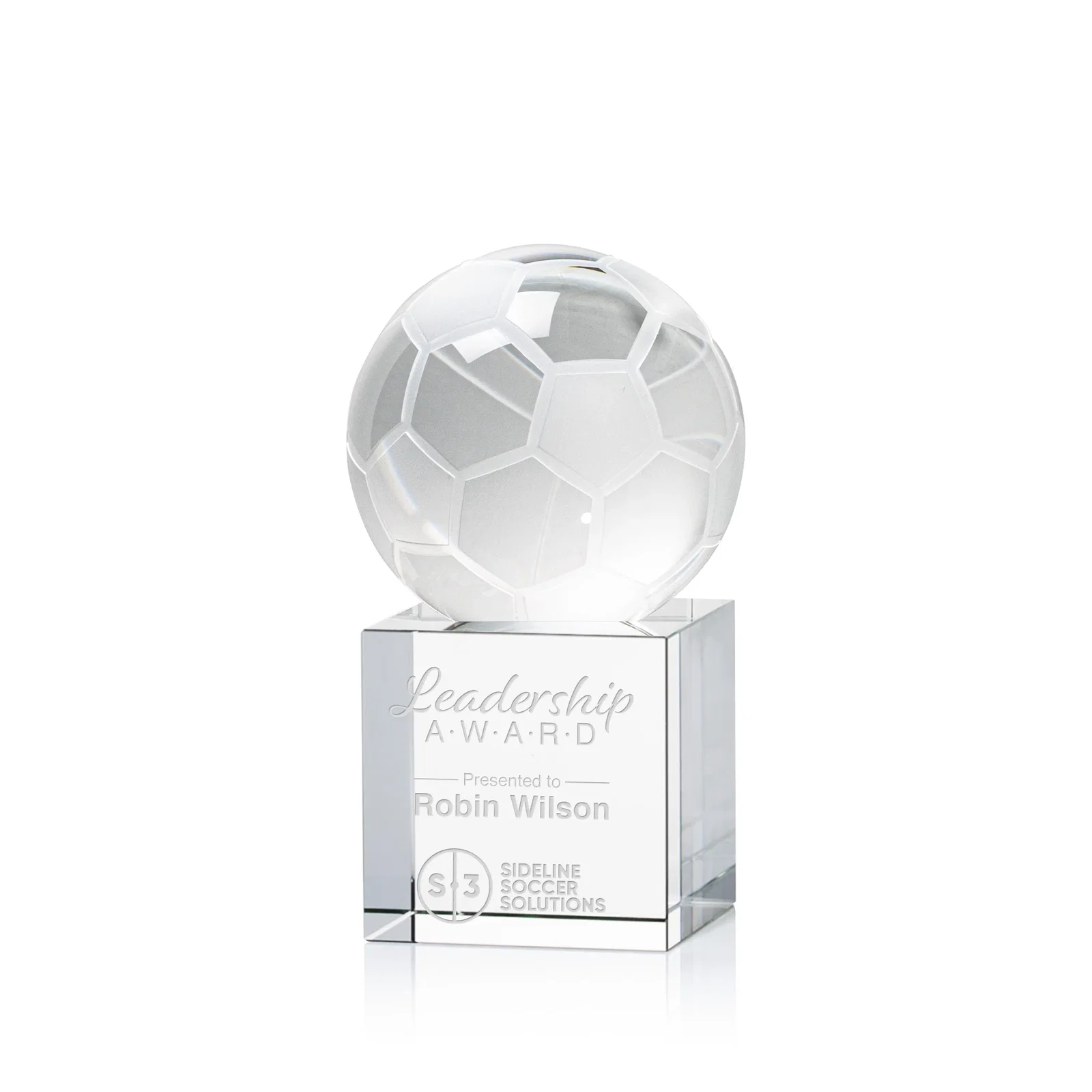 Custom Optical Crystal Soccer Ball Award for corporate award ceremonies