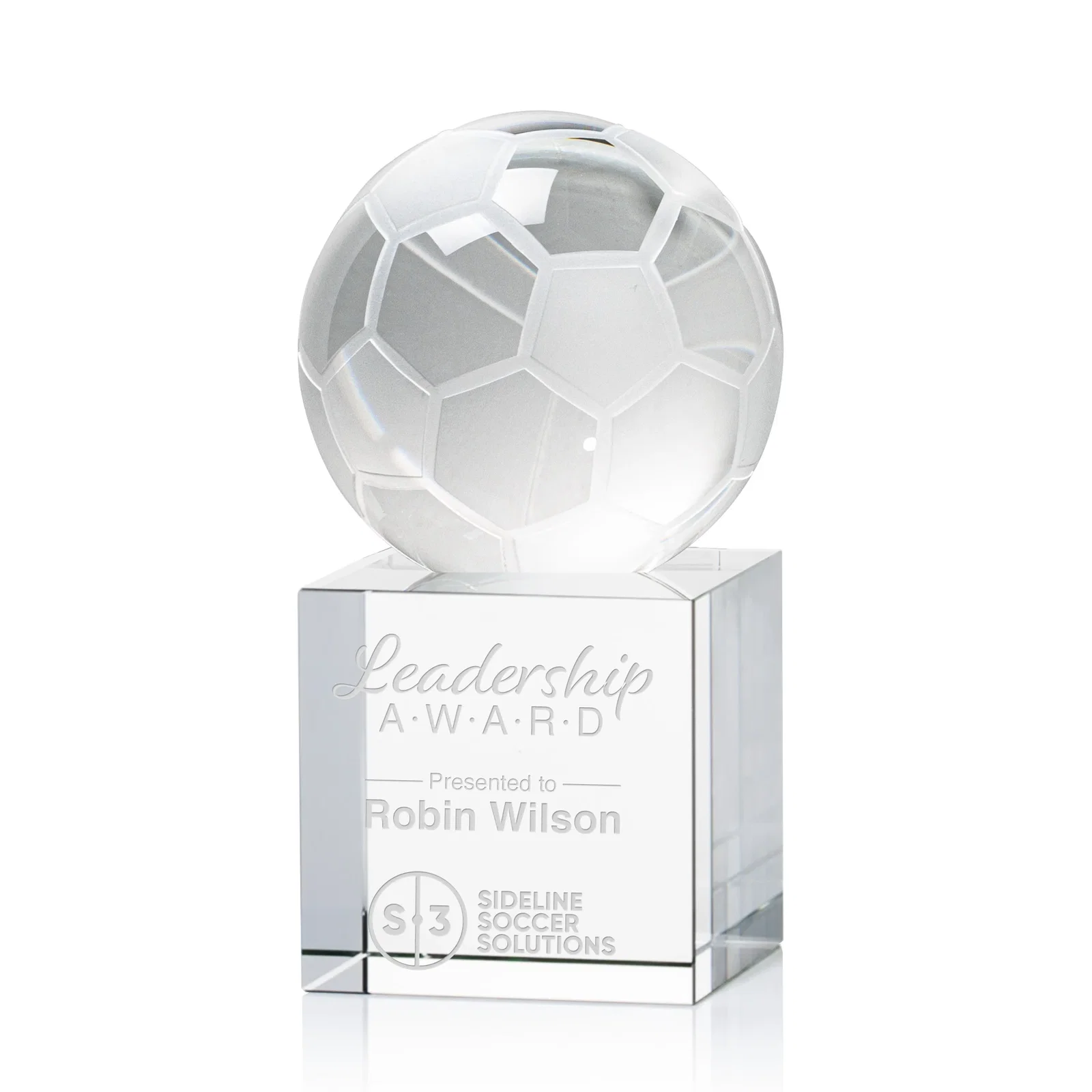 Custom Optical Crystal Soccer Ball Award for sales achievement awards