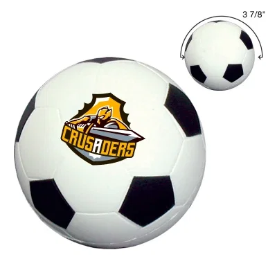 Soccer styled stress reliever with printed panel markings