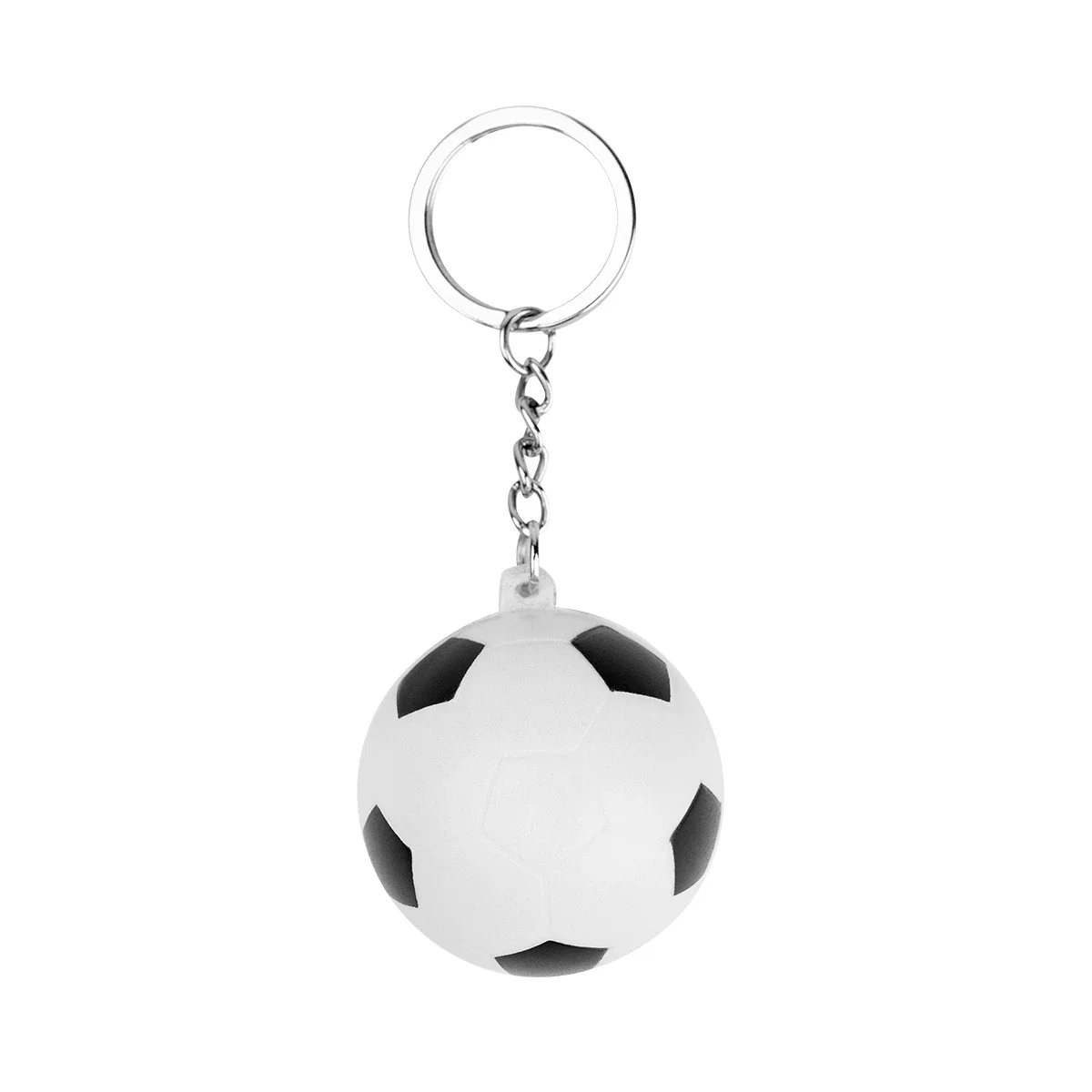 Split ring attached to the squeezable sports toy
