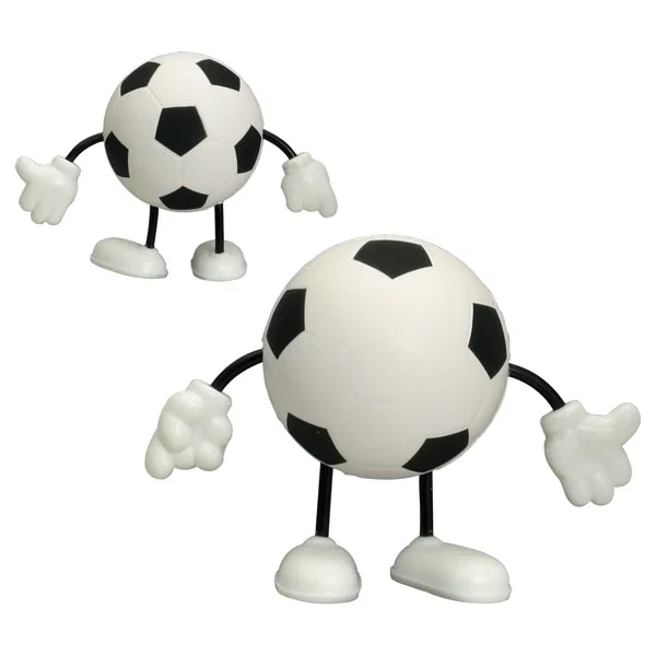 Soccer ball shaped stress reliever figure, 2-1/2 inch diameter