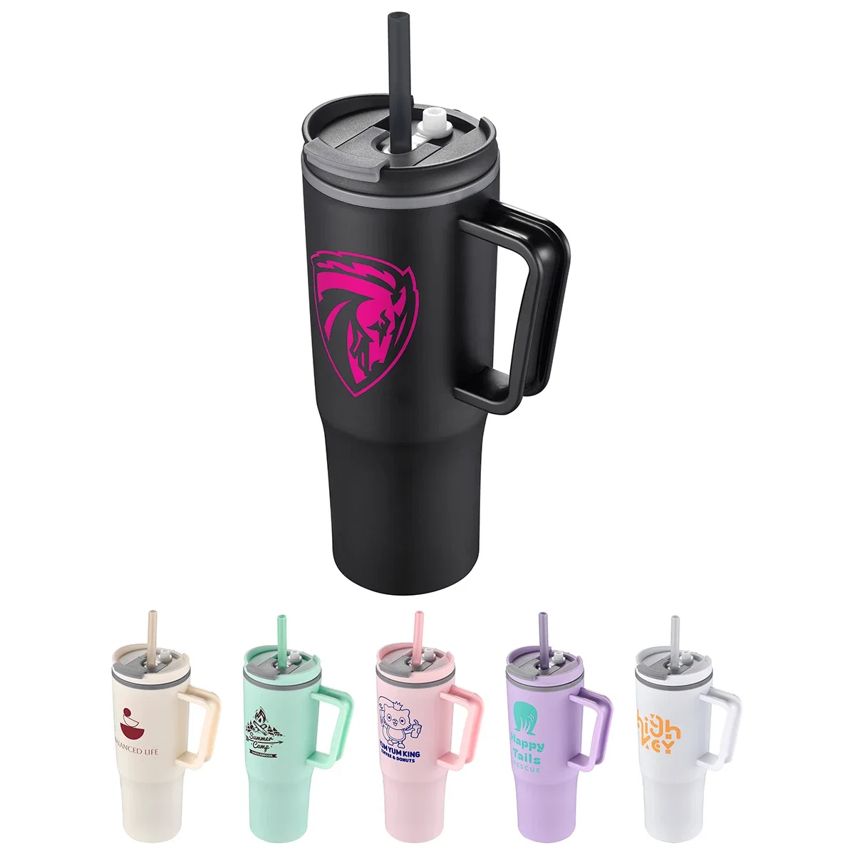 Custom Sofia 30 oz Double-Wall Polypropylene Mug, front view of the branded mug