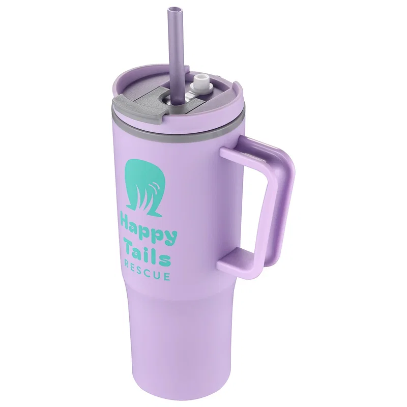 Sofia mug shown in purple with a sample logo imprint