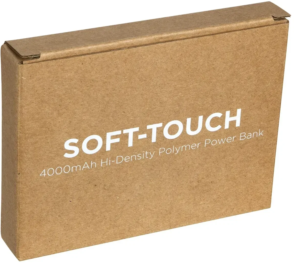 Soft-Touch 4000mAh custom power bank logo imprint area, promotional branded slim charger