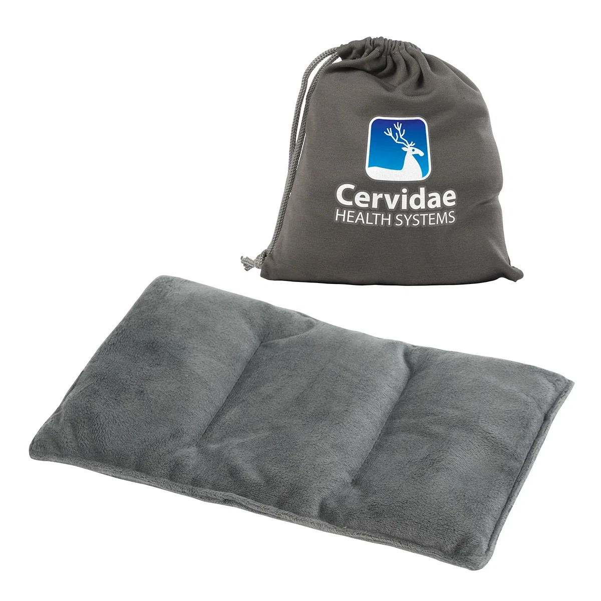 Custom Solace Himalayan Salt Heat Therapy Pillow, front view of the branded pillow