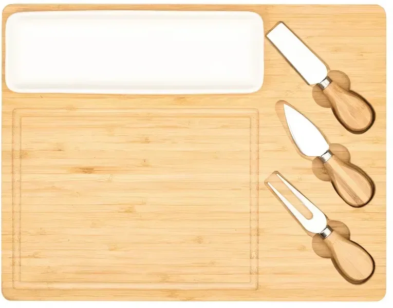 Custom Bamboo Cheese Board & Tray Knife Set — view 2