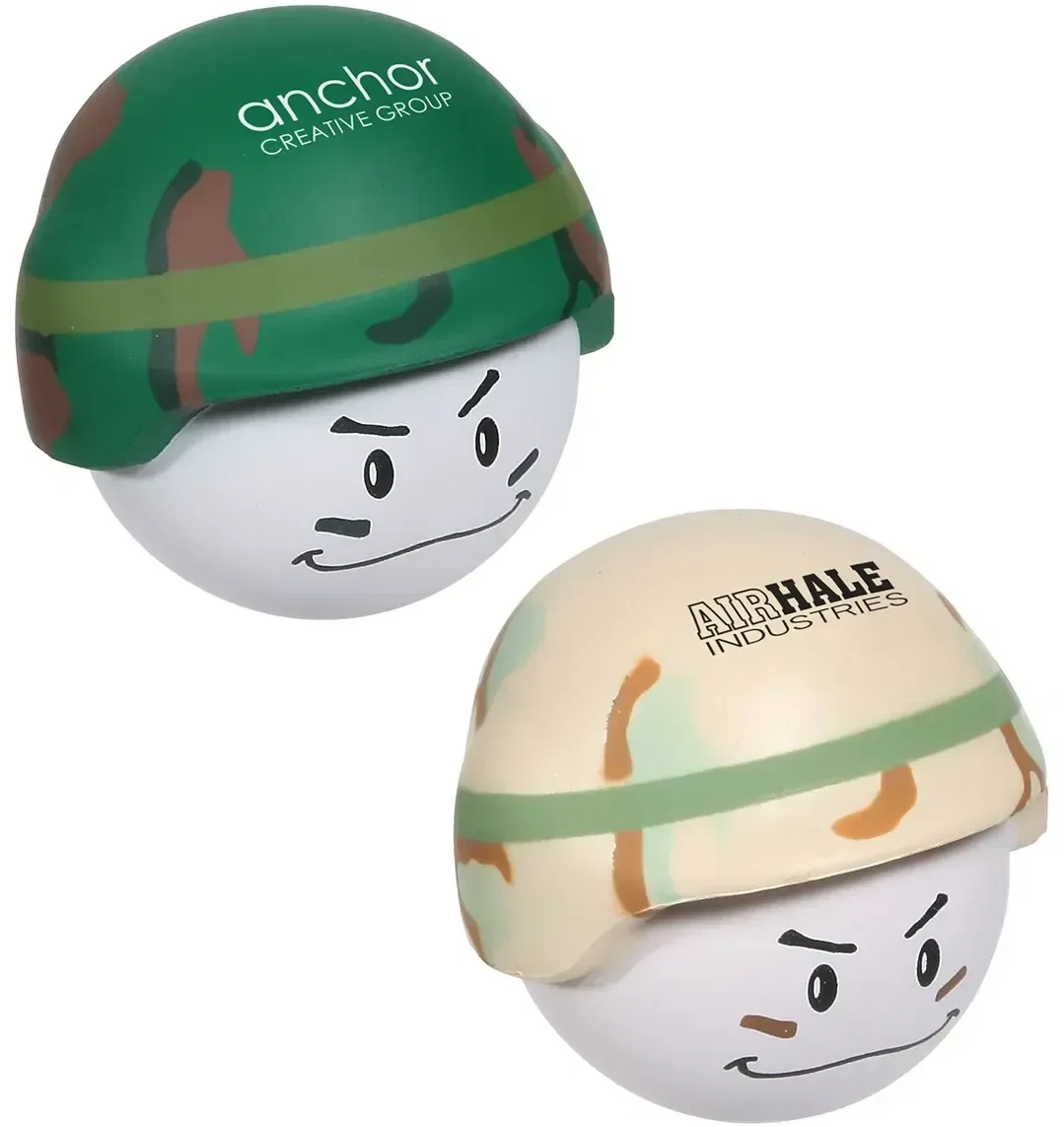Custom Soldier Mad Cap Stress Reliever, soldier-cap promotional foam squeeze toy front view with logo