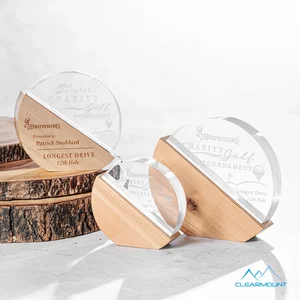 Half Acrylic, Half Wood Circle Award with Dual Engraving