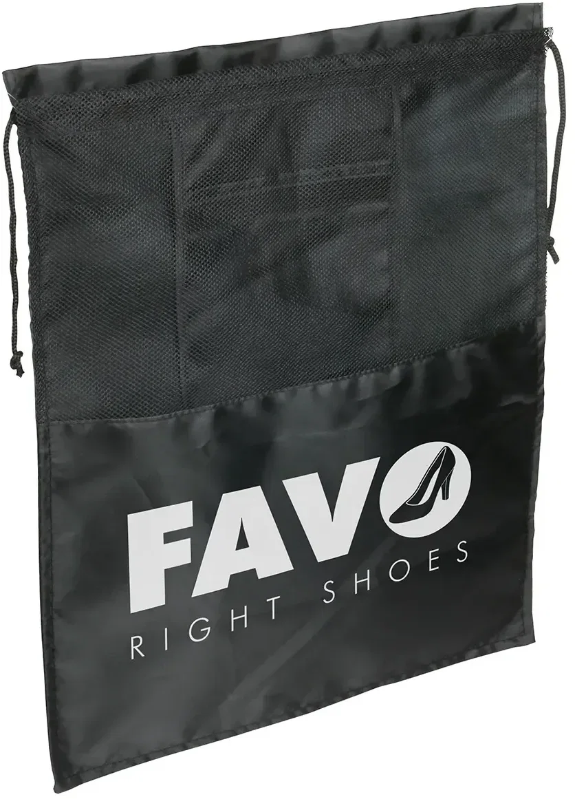 Custom Solelo shoe bag open showing drawstring closure and interior