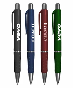 Solid Color Ballpoint Click Pen with Rubber Grip