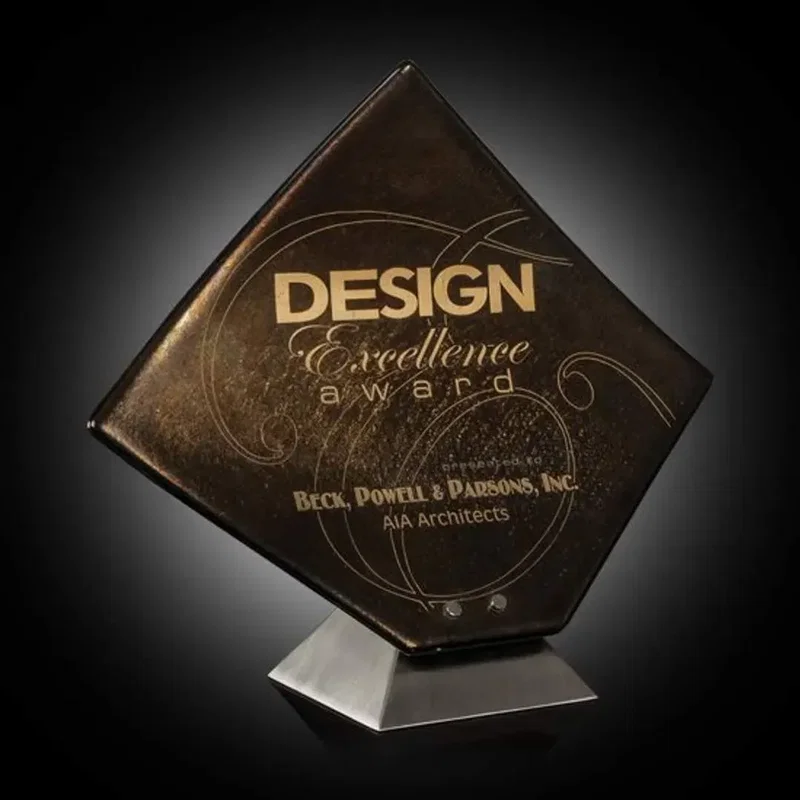 Custom Metallic Solitaire Award with Logo Engraving for Corporate Recognition — view 3