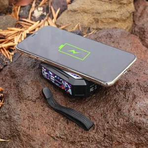 Solar Power Bank, 10,000 mAh, Flashlight and Wireless Charging