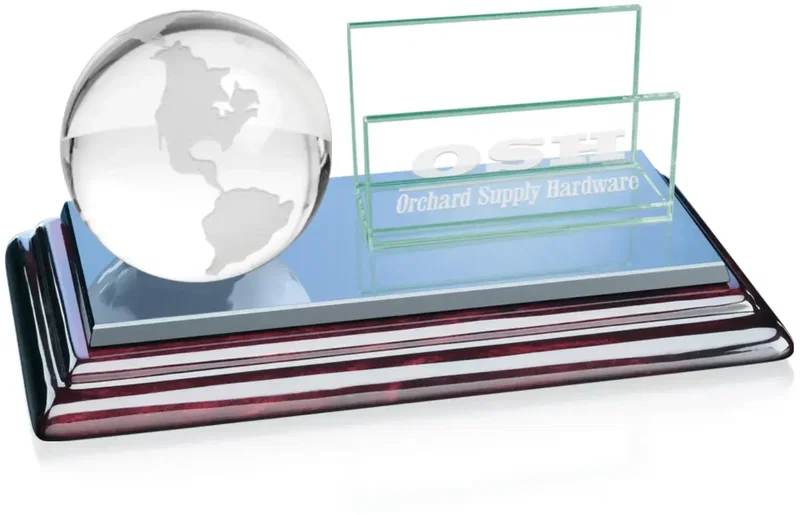 Customizable World Globe Cardholder Stand β view 1