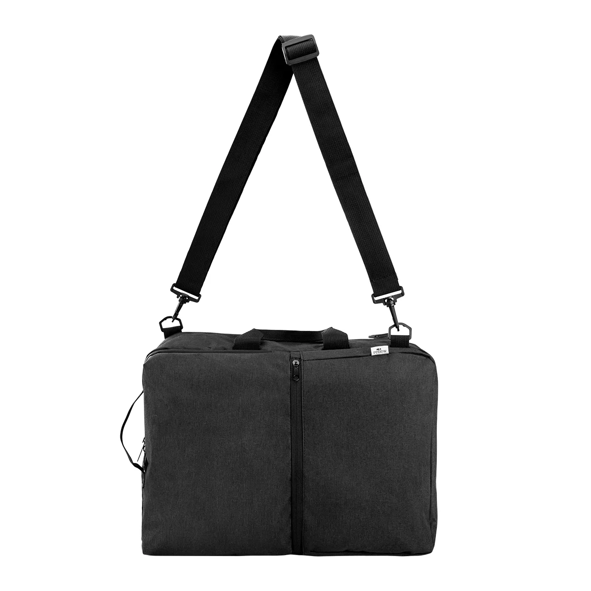 Carried by the top handles like a shoulder bag
