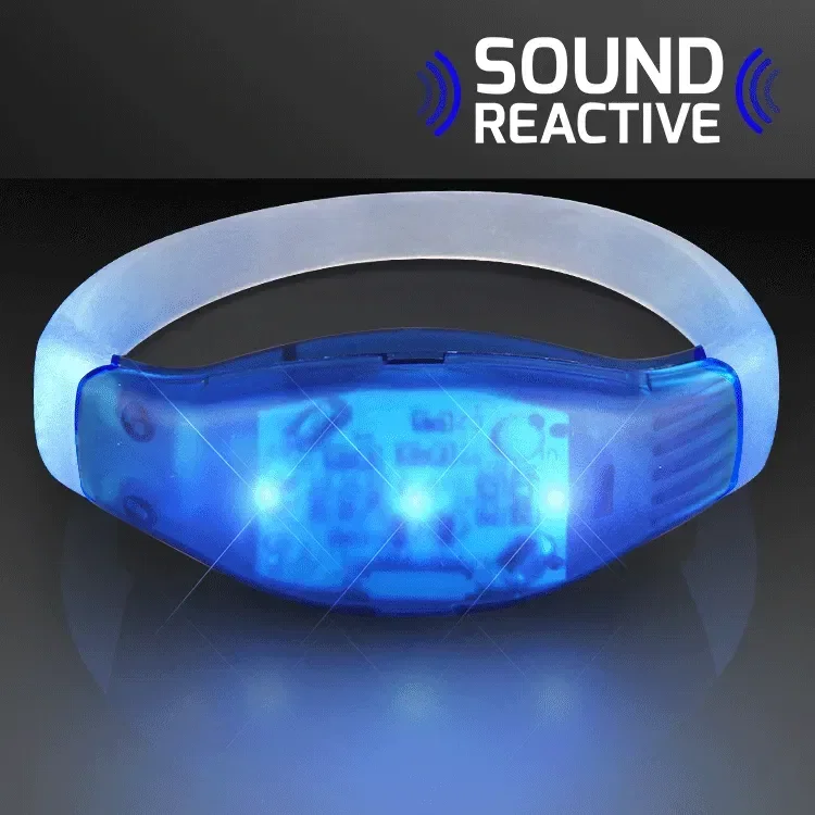 Sound Activated Light Up Blue LED Flashing Bracelets — view 2