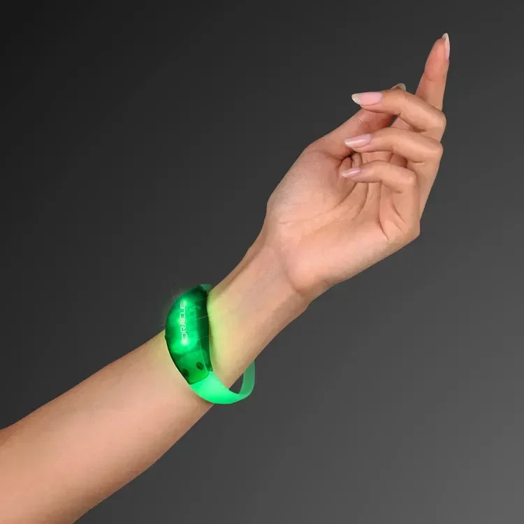Sound Activated Light Up Green LED Flashing Bracelets — view 2