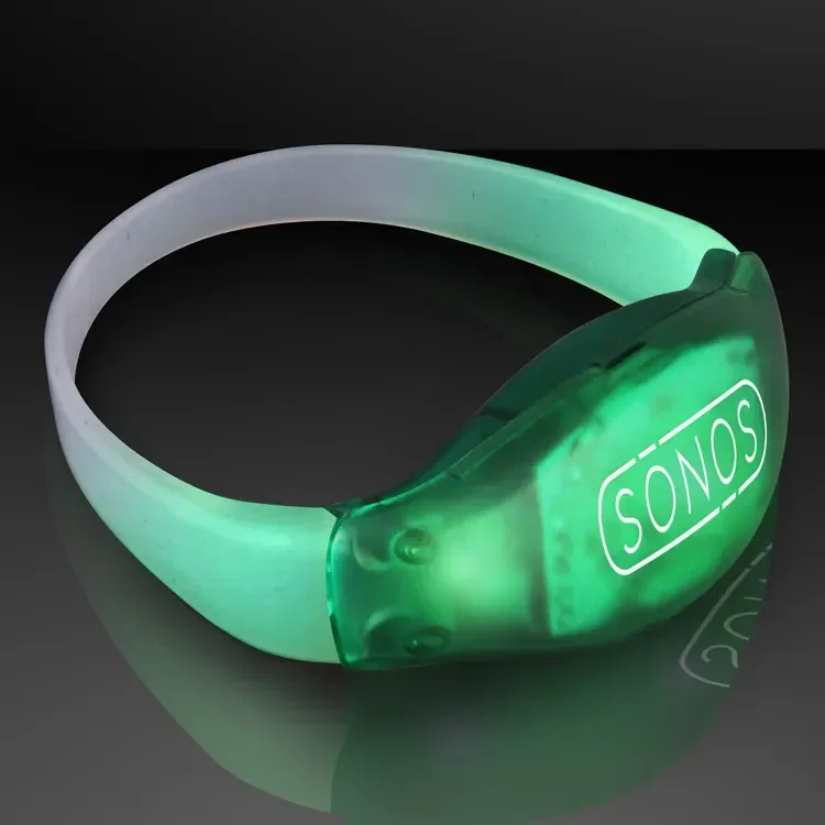 Sound Activated Light Up Green LED Flashing Bracelets — view 4