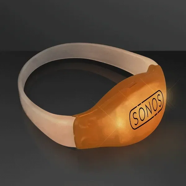 Sound Activated Light Up Orange LED Flashing Bracelets — view 2