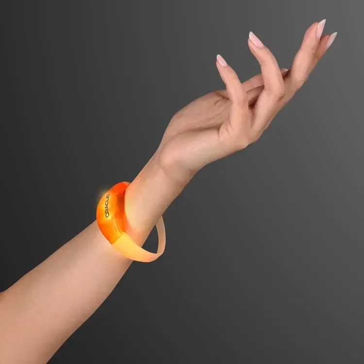 Sound Activated Light Up Orange LED Flashing Bracelets — view 3