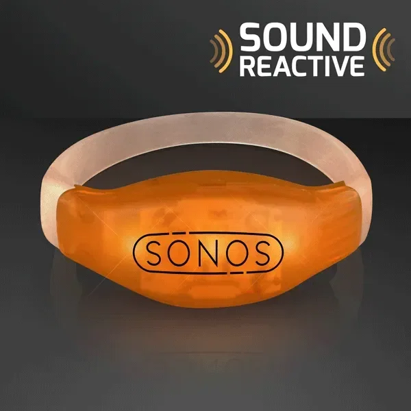 Sound Activated Light Up Orange LED Flashing Bracelets — view 4