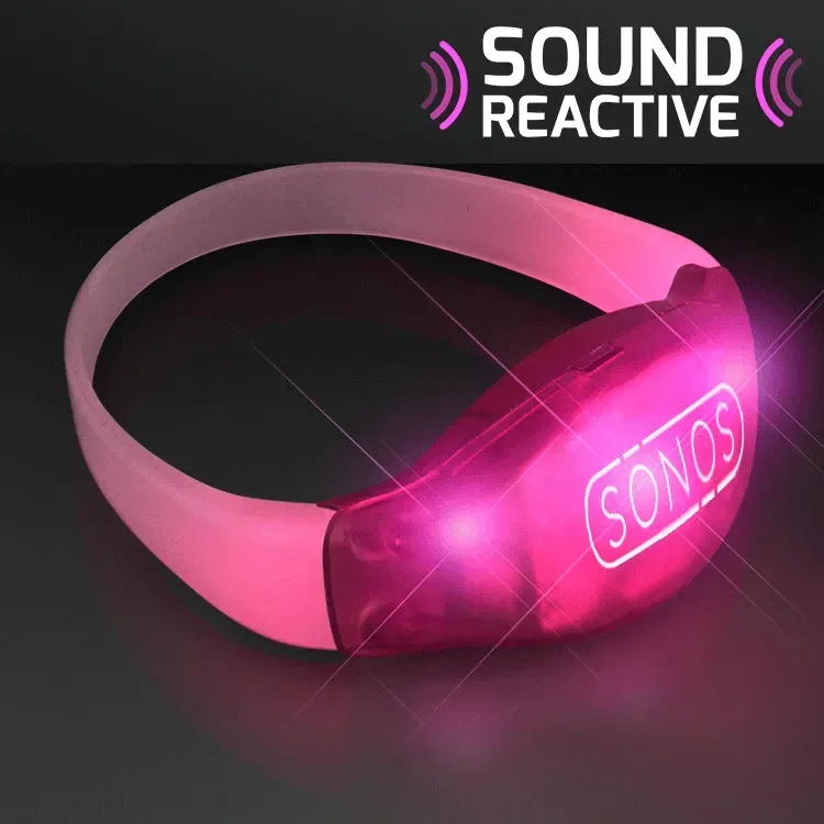 Sound Activated Light Up Pink LED Flashing Bracelets — view 2