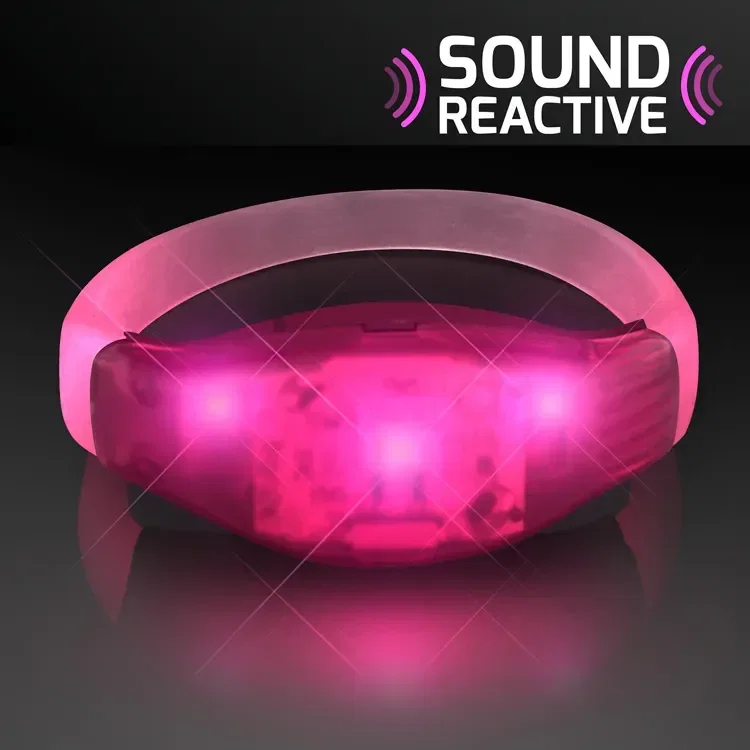Sound Activated Light Up Pink LED Flashing Bracelets — view 3