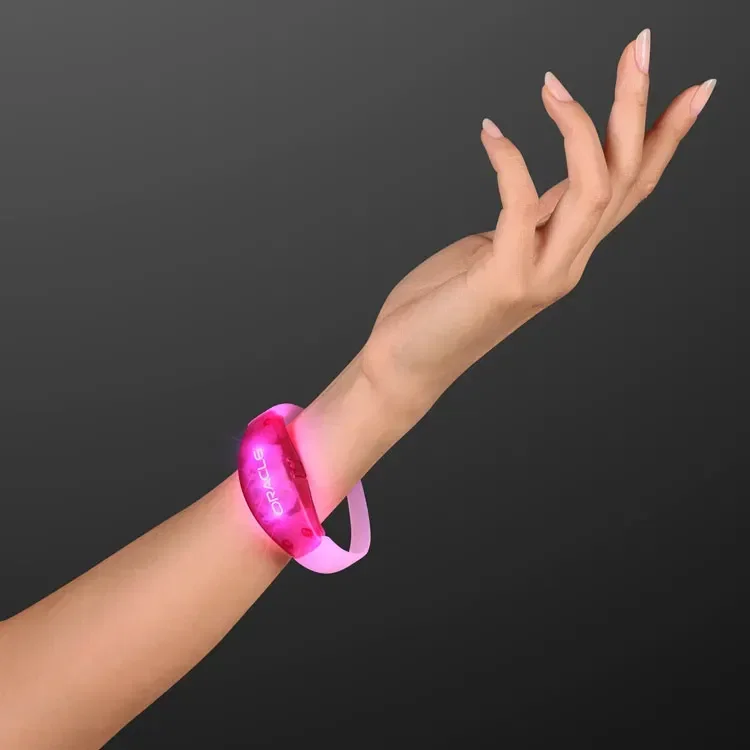 Sound Activated Light Up Pink LED Flashing Bracelets — view 4