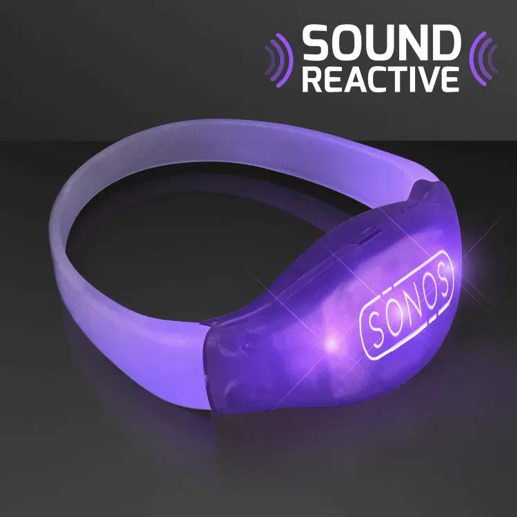 Sound Activated Light Up Purple LED Flashing Bracelets — view 2