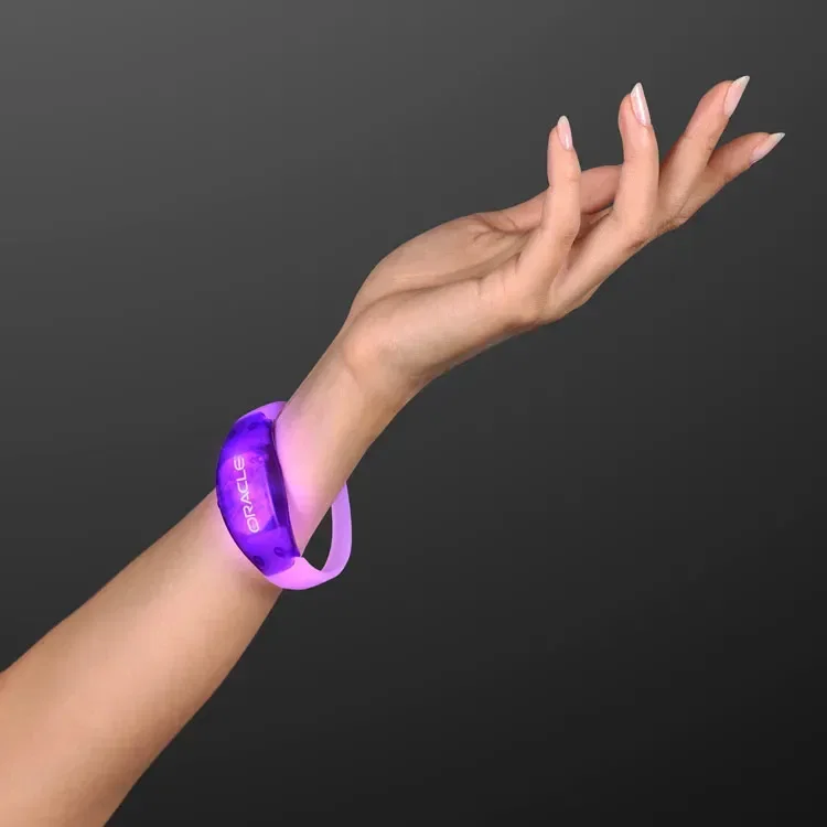 Sound Activated Light Up Purple LED Flashing Bracelets — view 3