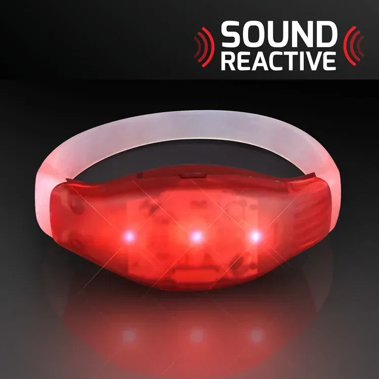 Sound Activated Light Up Red LED Flashing Bracelets — view 2
