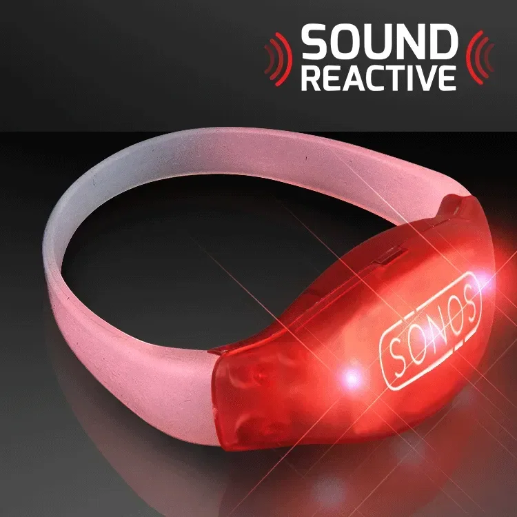 Sound Activated Light Up Red LED Flashing Bracelets — view 3