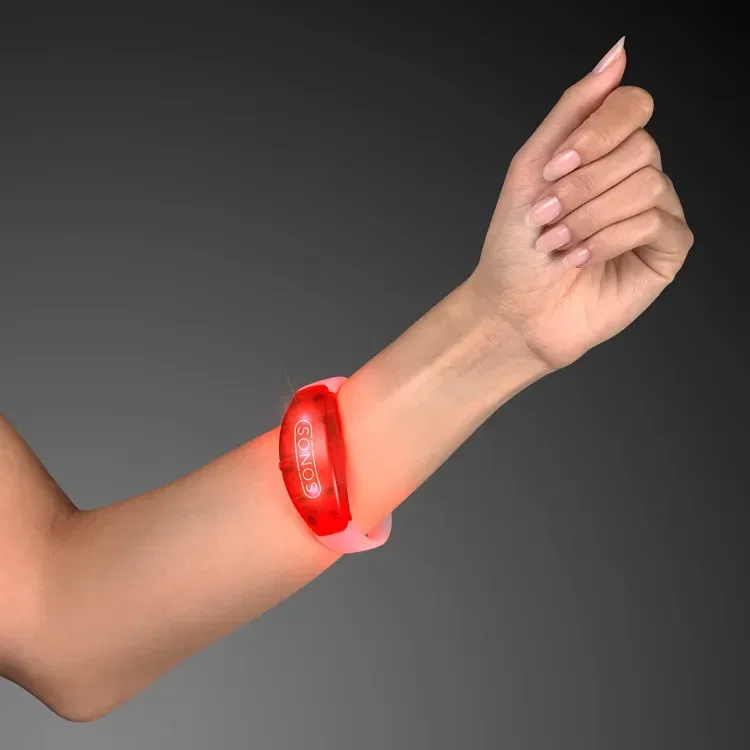 Sound Activated Light Up Red LED Flashing Bracelets — view 4