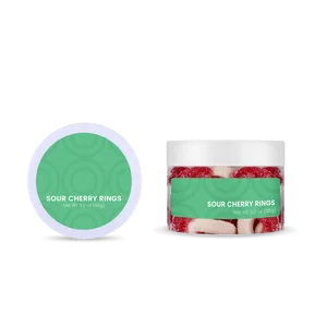 Sour Cherry Gummy Rings Candy, 3 oz and 7 oz Jars