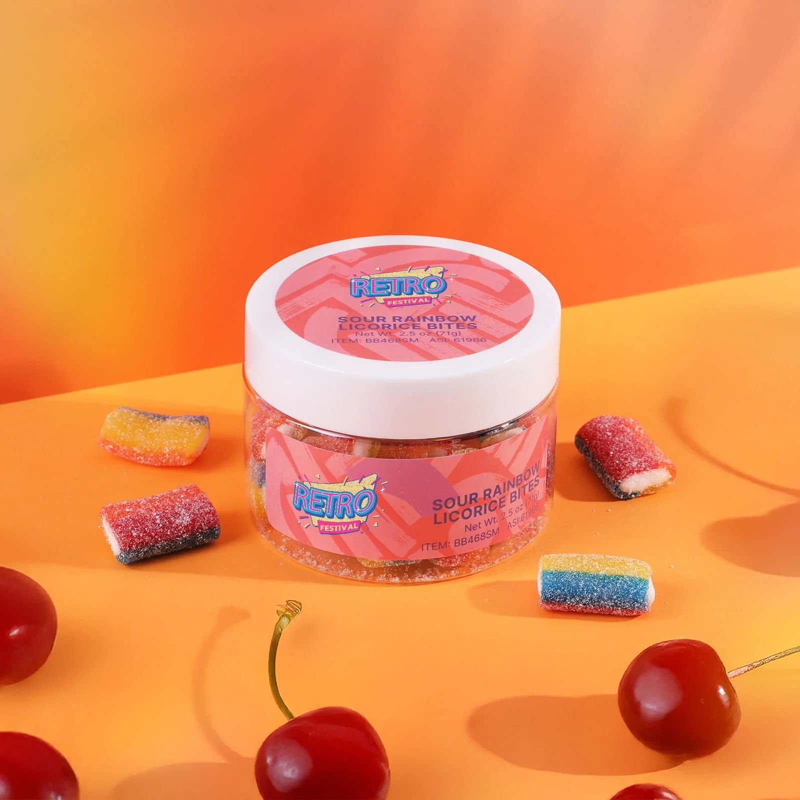 Sour Rainbow Licorice Bites Small Jar