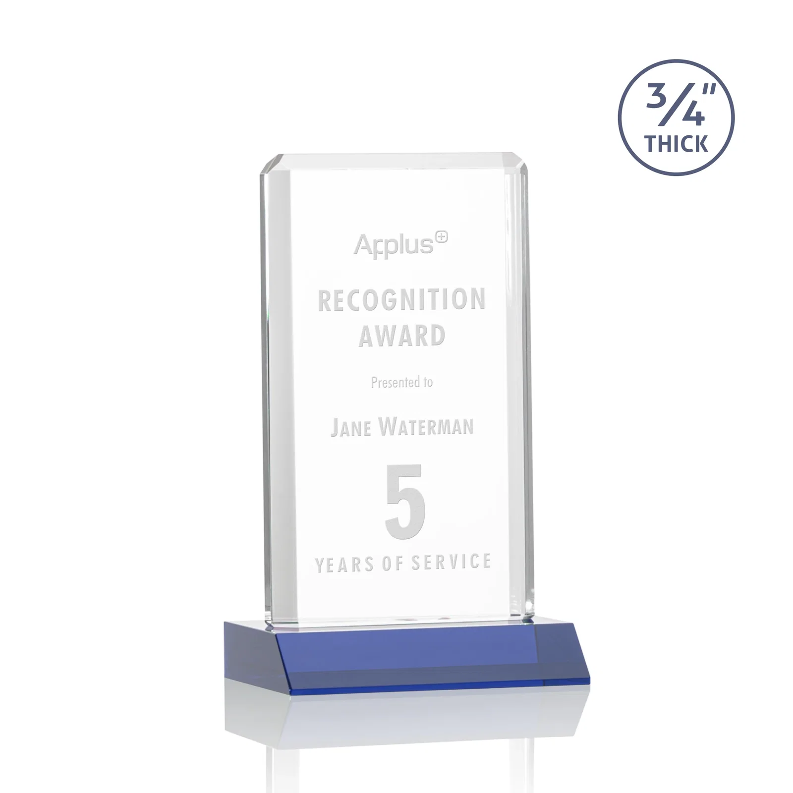Personalized Starfire Crystal Vertical Award with Double-Beveled Edges, awards for team milestone celebrations