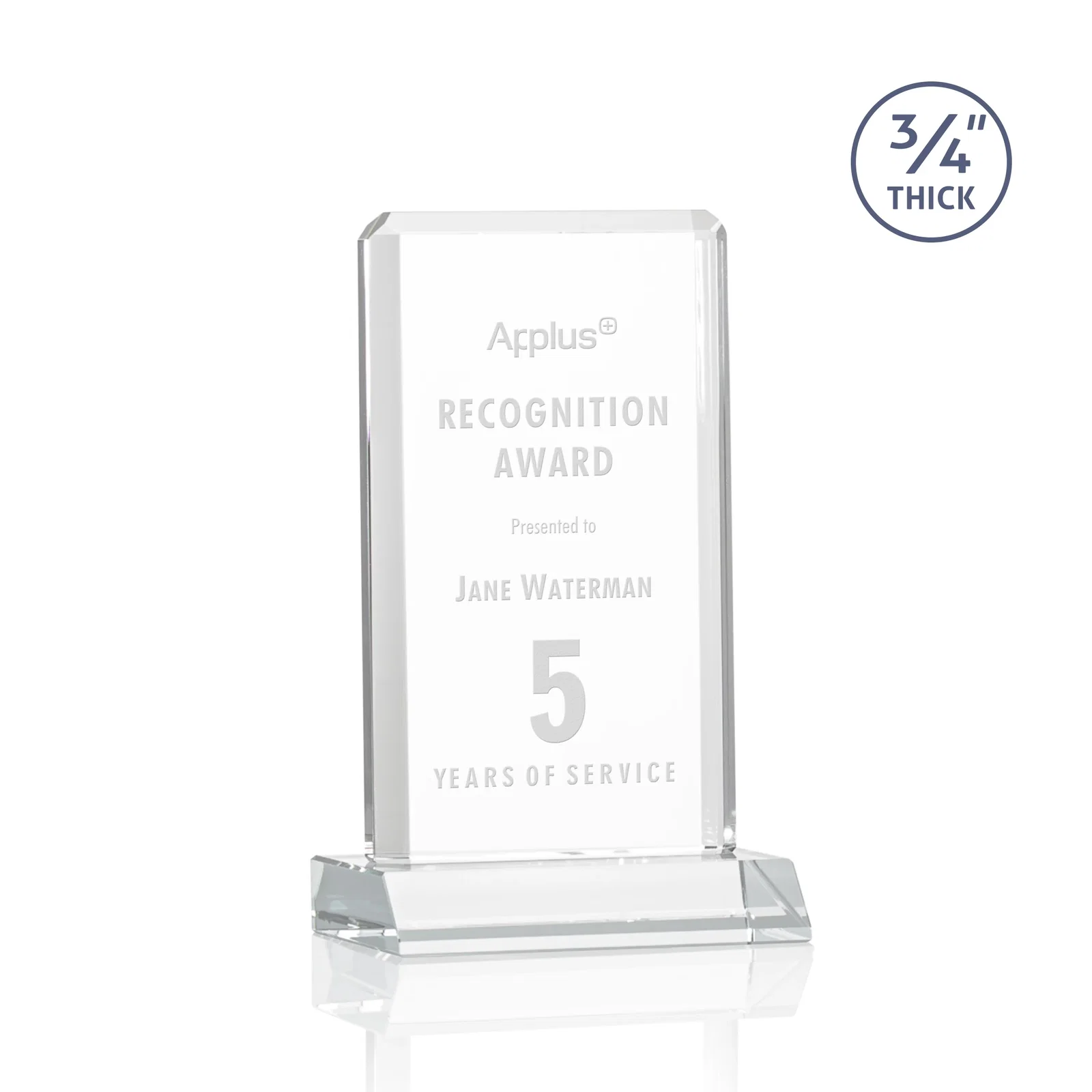 Custom Starfire Crystal Vertical Award with Double-Beveled Edges, awards for corporate award ceremonies