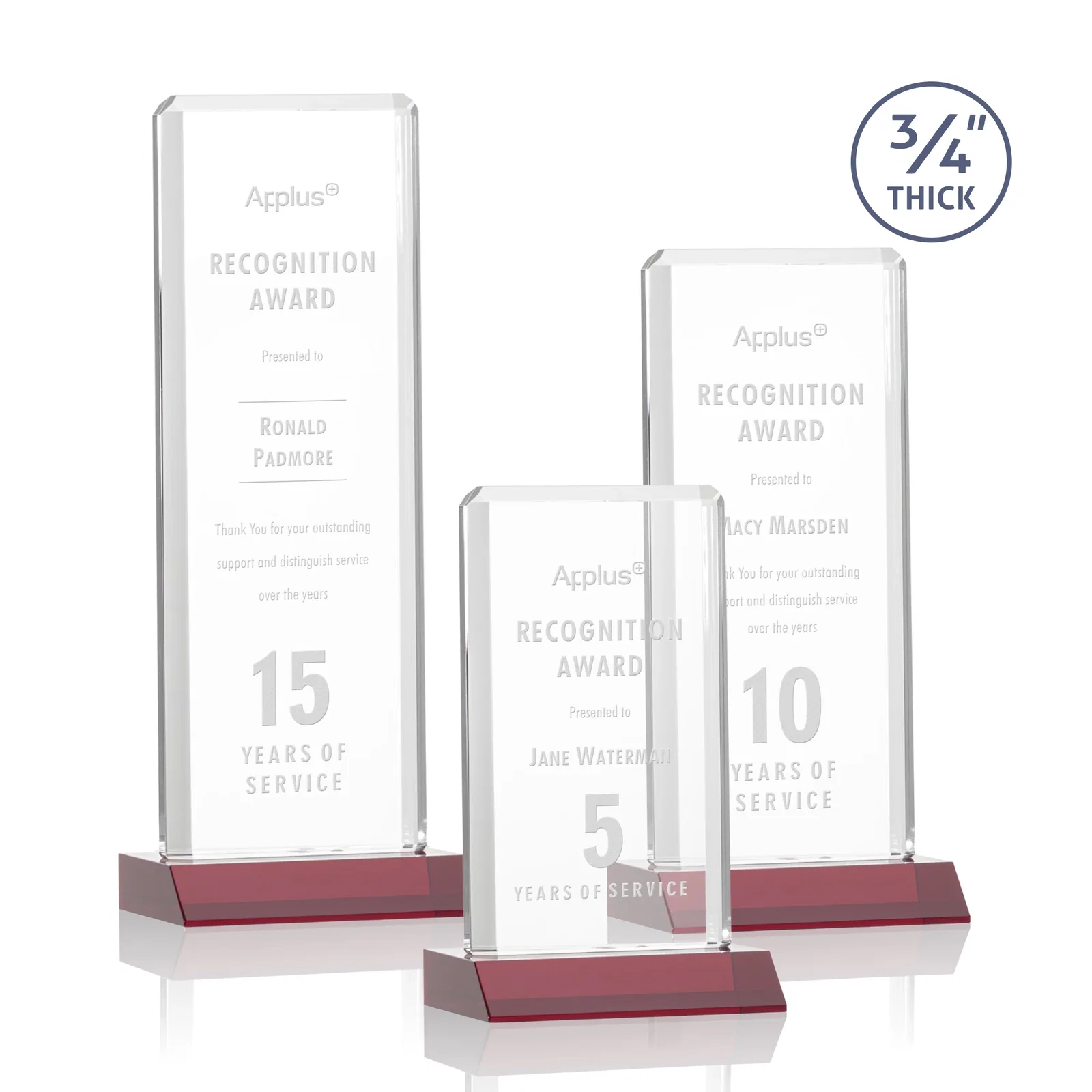 Personalized Starfire Crystal Vertical Award with Double-Beveled Edges, awards for safety achievement programs