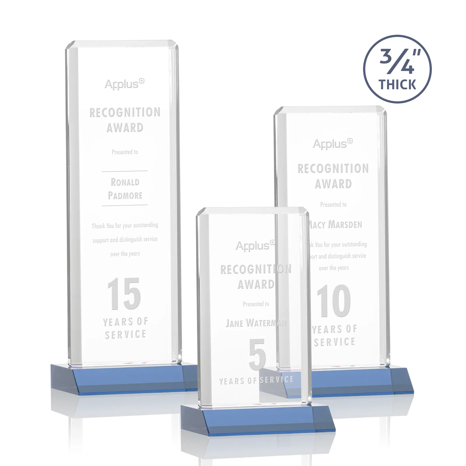 Promotional Starfire Crystal Vertical Award with Double-Beveled Edges, awards for employee recognition