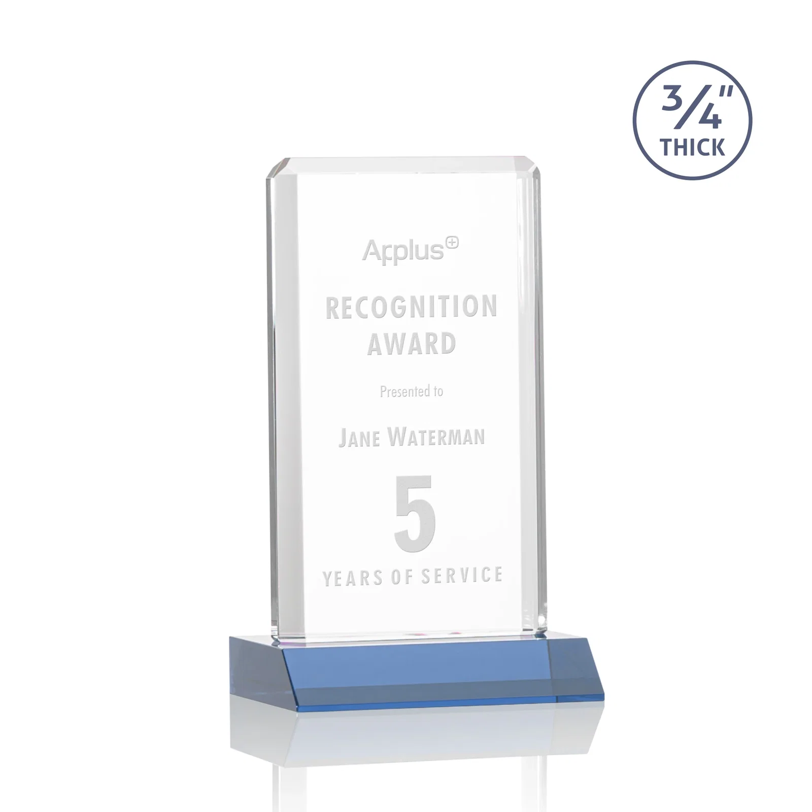 Promotional Starfire Crystal Vertical Award with Double-Beveled Edges, awards for corporate award ceremonies