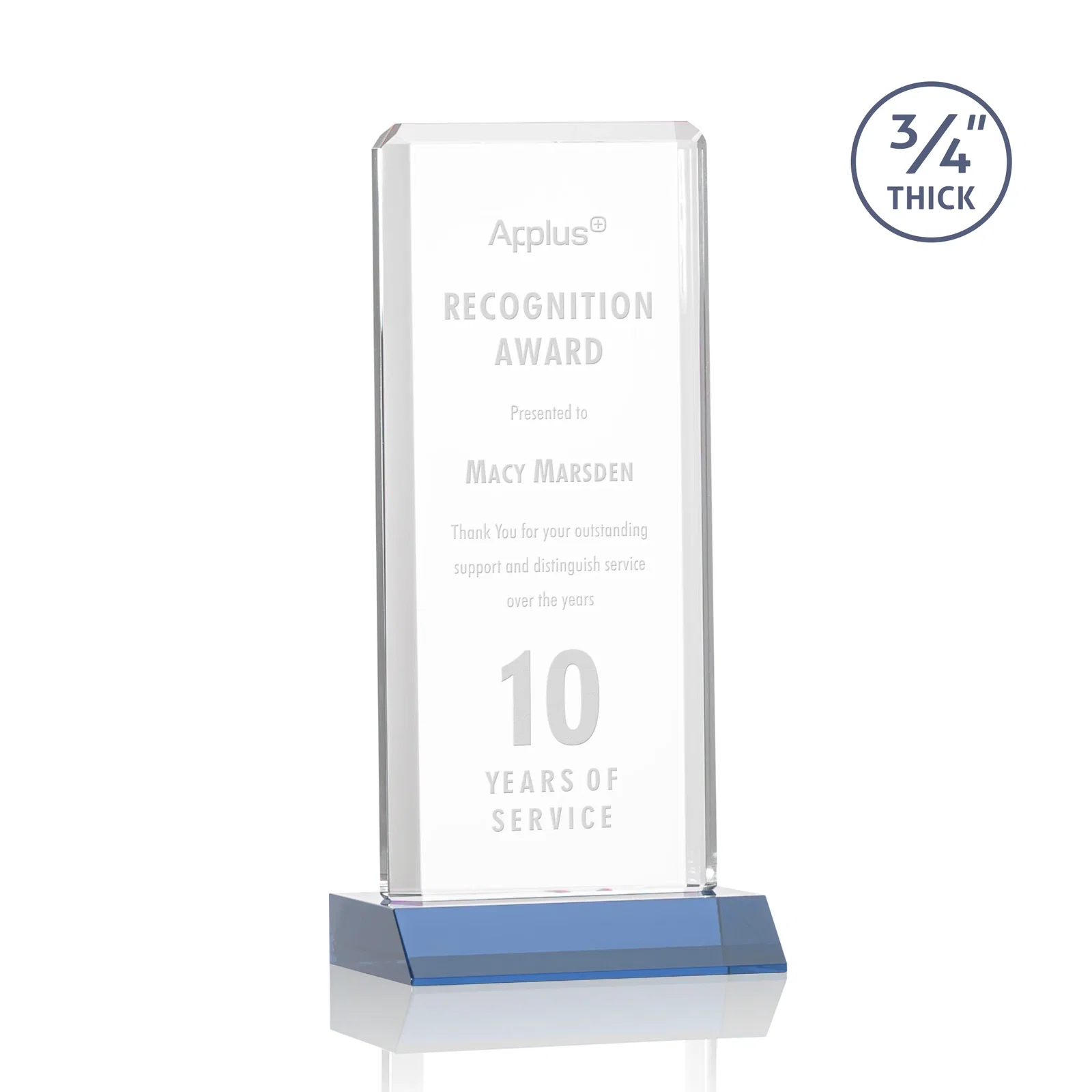 Promotional Starfire Crystal Vertical Award with Double-Beveled Edges, awards for service anniversary gifts