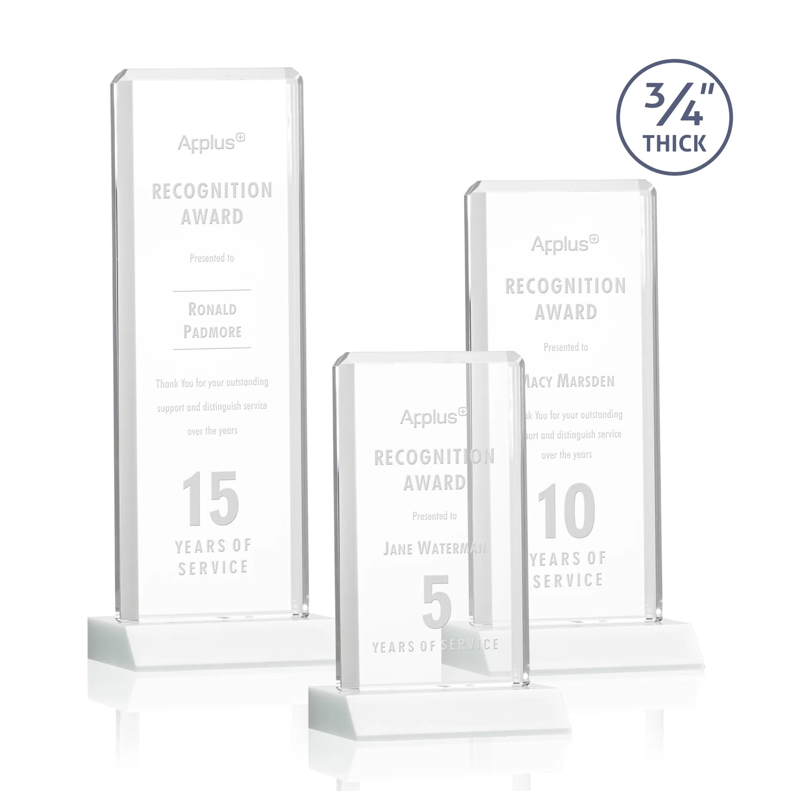 Promotional Starfire Crystal Vertical Award with Double-Beveled Edges, awards for retirement presentations