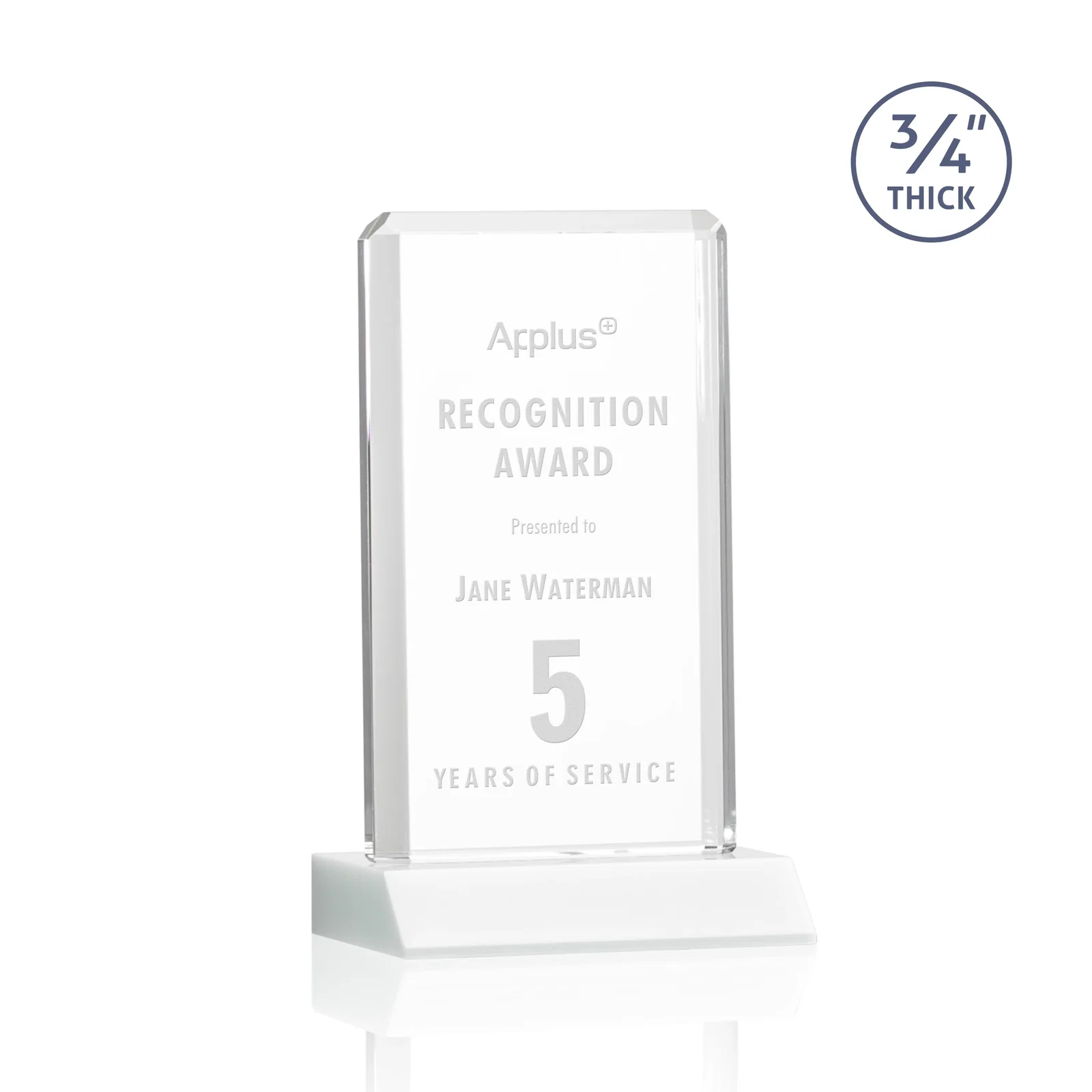 Promotional Starfire Crystal Vertical Award with Double-Beveled Edges, awards for team milestone celebrations