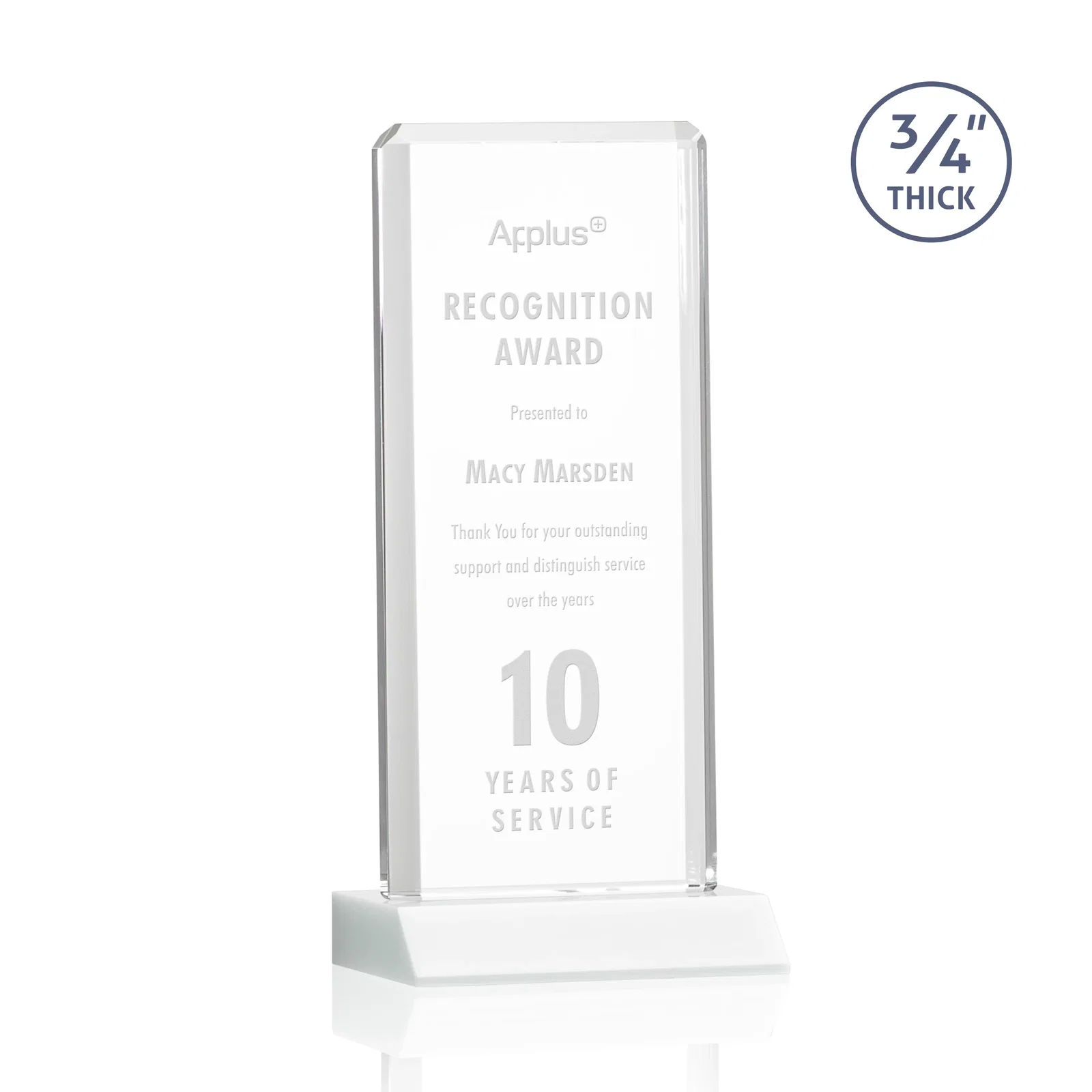 Promotional Starfire Crystal Vertical Award with Double-Beveled Edges, awards for donor appreciation